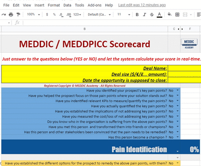 MEDDPICC Score Calculator