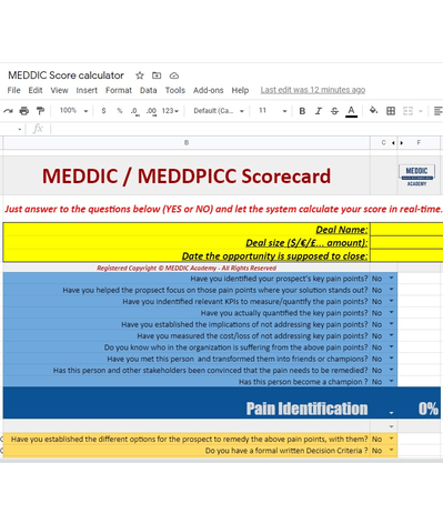 MEDDIC Score Calculator